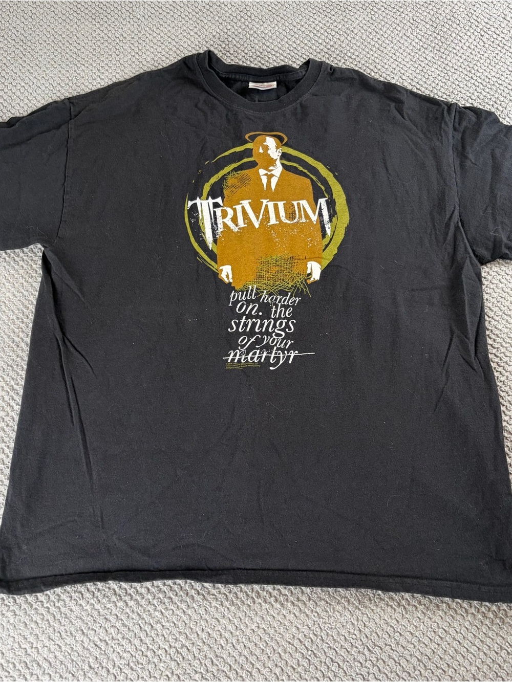 Vintage Trivium Black Tee with Yellow-Gold Graphic 2005 band metal